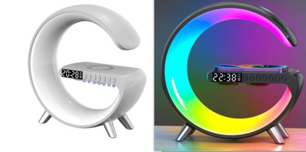Smart G-Shaped LED Lamp with Bluetooth Speaker & Wireless Charger - For Bedroom Home Decor - Image 10