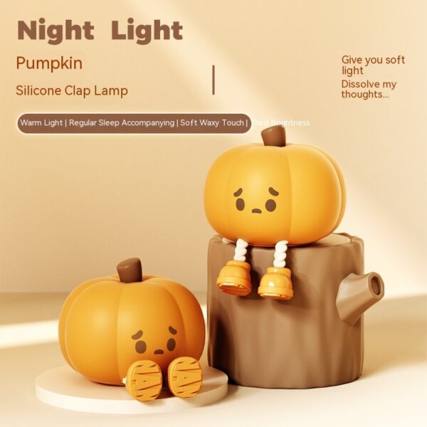 Pumpkin Lamp Small Night Lamp Halloween Silicone Pat Lamp Ambience Light - Image 4