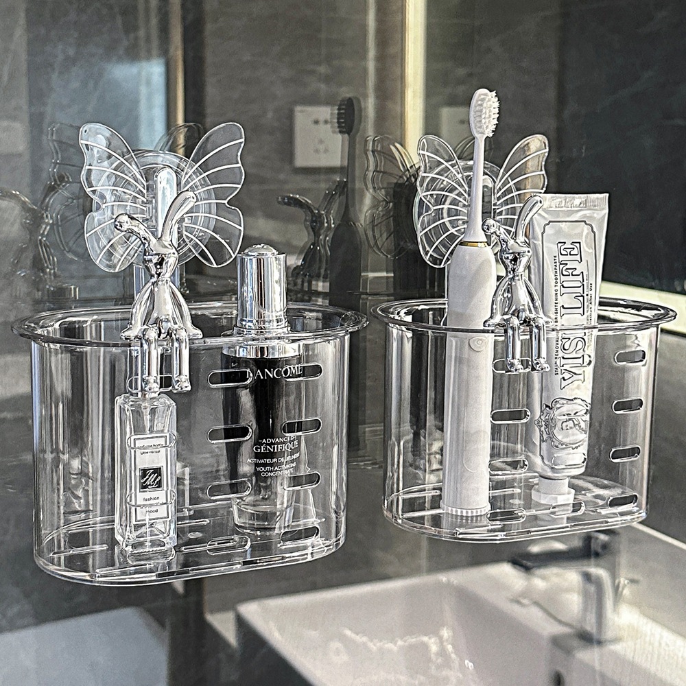 Butterfly Sucker Toothbrush Rack Wall-Mounted